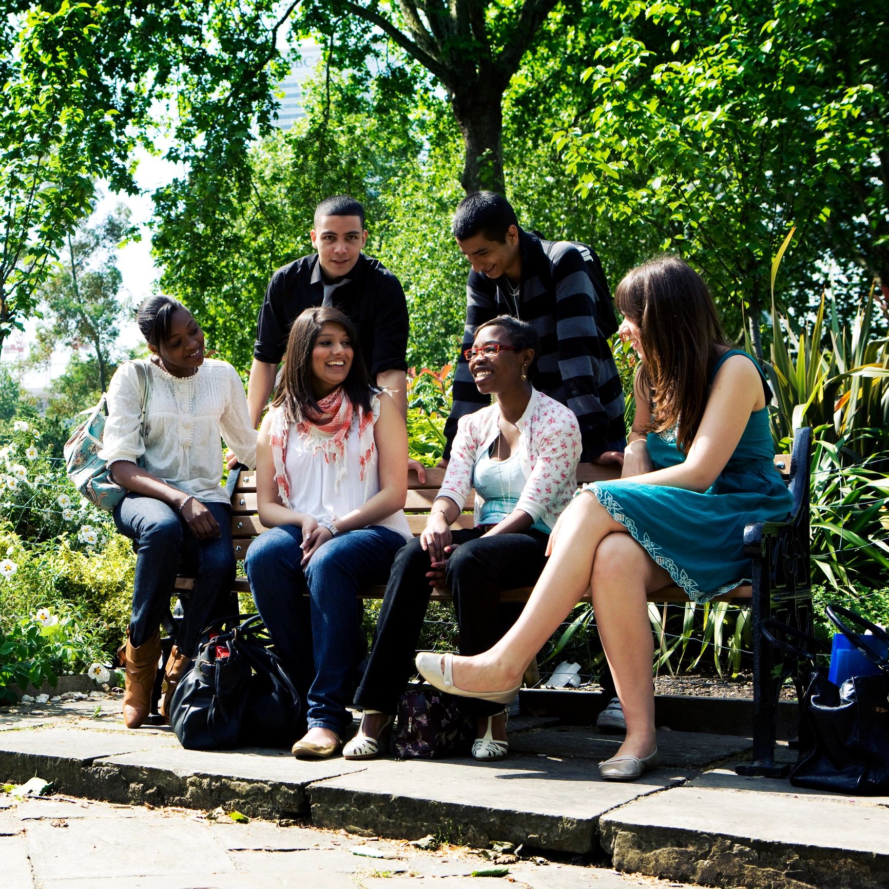 Modern group of African students and young adults in a community setting